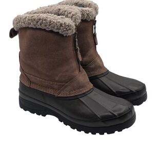 Vintage Bass Boots Mens Size 9M Brown Duck Suede Shearling Winter Y2K Outdoors